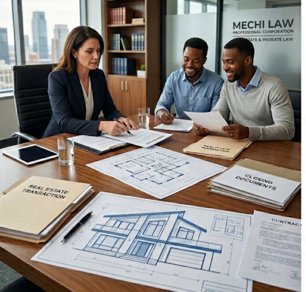 Mechi Law attorney consulting with clients on real estate matter